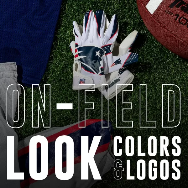 Franklin Sports Youth NFL Football Receiver Gloves  Kids Football Gloves Pair  NFL Team Logos and Silicone Palm  All Youth Sizes  Great Game Gear  Football Costume AccessoryNew England Patriots