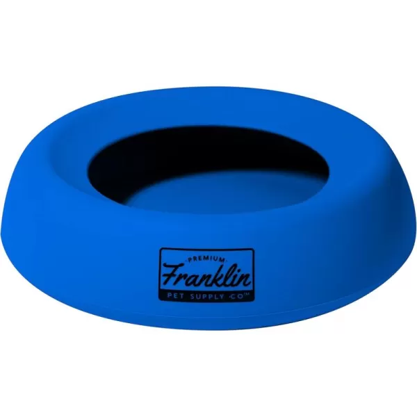 Franklin Pet Supply Travel Pet Silicon Bowl 27oz  No Spill  BPA Free  Splash Proof  for Water and Food  Travel Smart Design  Portable Car Design  for Larger DogsBlue27 oz