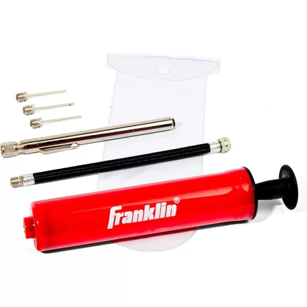 Franklin Sports Ball Pump Kit 74quot  Perfect for Basketballs Soccer Balls and More  Complete Hand Pump Kit with Needles Flexible Hose Air Pressure Gauge and Carry Bag