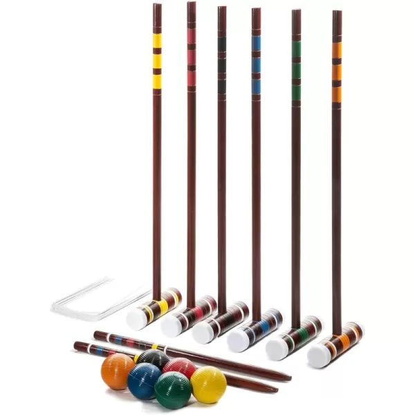 Franklin Sports Croquet Set  Intermediate Croquet Set with Mallets Balls  Wickets  Family Outdoor  Lawn Game with Stand  Adult  Kids Set  6 PlayersIntermediate