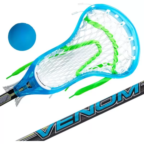 Franklin Sports Kids Mini Lacrosse Stick  Ball Set  Venom Youth Plastic Lacrosse Stick for Beginners  Perfect Set for Kids  ToddlersBlue