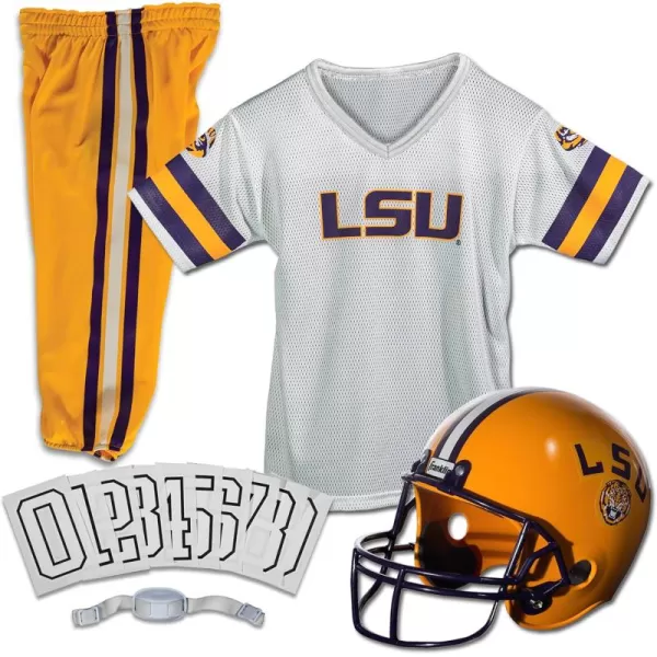 Franklin Sports NCAA Kids Football Uniform SetYouth Football Costume for Boys ampamp Girls  Set Includes Helmet Jersey ampamp PantsLSU Tigers