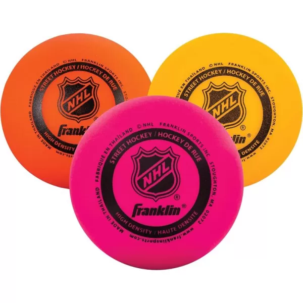 Franklin Sports NHL Street Hockey Balls  No Bounce Outdoor Street  Roller Hockey Balls  Official Size for Youth  Adult Street Hockey  Assorted Colors  1 2 3 and 15 Bulk PacksAll Weather Balls