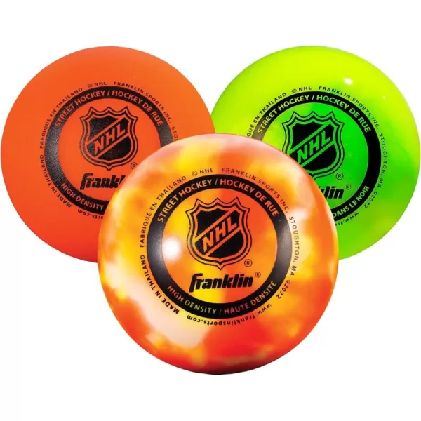 Franklin Sports NHL Street Hockey Balls  No Bounce Outdoor Street  Roller Hockey Balls  Official Size for Youth  Adult Street Hockey  Assorted Colors  1 2 3 and 15 Bulk PacksExtreme Color 2