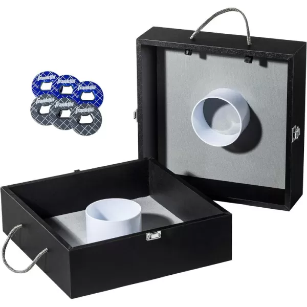 Franklin Sports Washer Toss Set  Includes 2 Tournament Size Washer Toss Targets and 6 Steel Washers  Easy Carry Handles and Metal HatchFiberboard