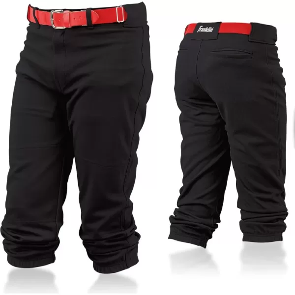 Franklin Sports Youth Baseball  Softball Pants  Knee High  Relaxed Fit Kids Baseball Pants  White Black  Grey PantsBlack