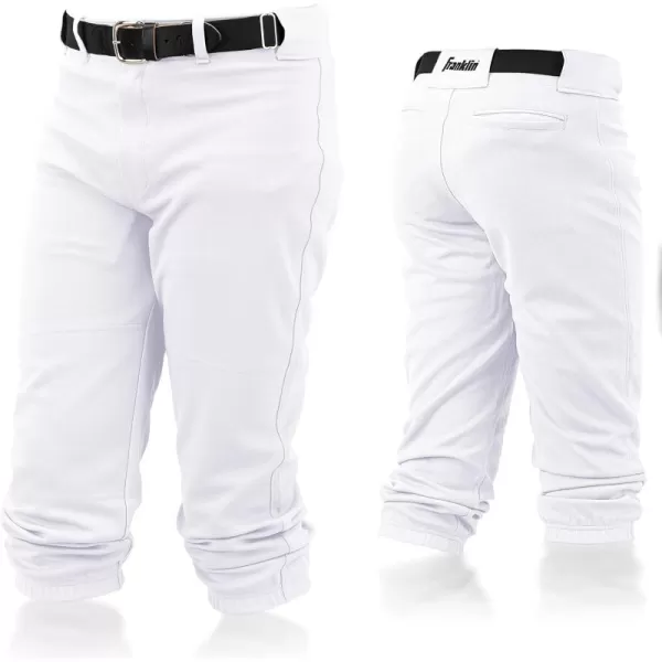 Franklin Sports Youth Baseball  Softball Pants  Knee High  Relaxed Fit Kids Baseball Pants  White Black  Grey PantsWhite