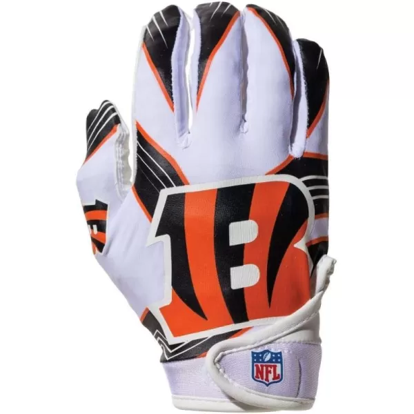 Franklin Sports Youth NFL Football Receiver Gloves  Kids Football Gloves Pair  NFL Team Logos and Silicone Palm  All Youth Sizes  Great Game Gear  Football Costume AccessoryCincinnati Bengals