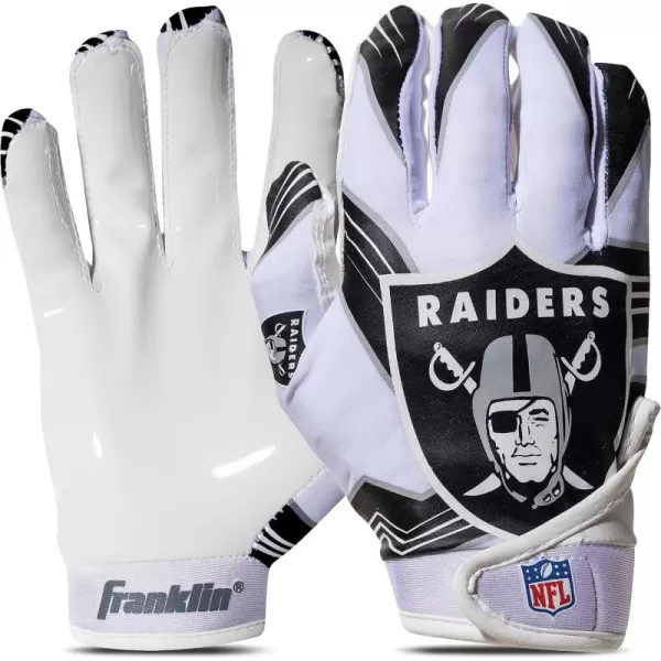 Franklin Sports Youth NFL Football Receiver Gloves  Kids Football Gloves Pair  NFL Team Logos and Silicone Palm  All Youth Sizes  Great Game Gear  Football Costume AccessoryLas Vegas Raiders