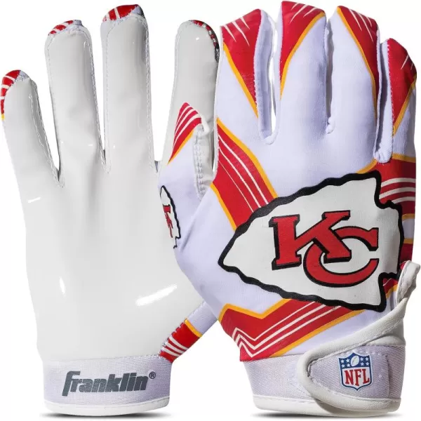 Franklin Sports Youth NFL Football Receiver Gloves  Kids Football Gloves Pair  NFL Team Logos and Silicone Palm  All Youth Sizes  Great Game Gear  Football Costume AccessoryKansas City Chiefs