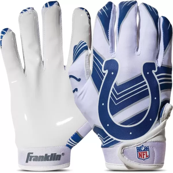 Franklin Sports Youth NFL Football Receiver Gloves  Kids Football Gloves Pair  NFL Team Logos and Silicone Palm  All Youth Sizes  Great Game Gear  Football Costume AccessoryIndianapolis Colts