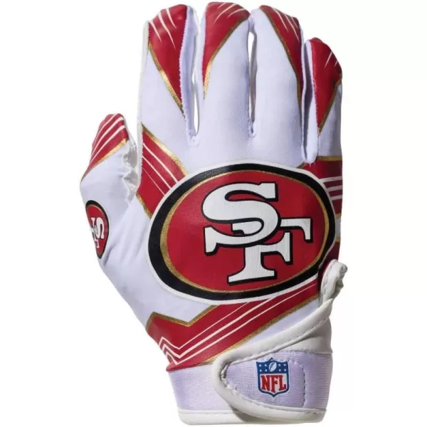 Franklin Sports Youth NFL Football Receiver Gloves  Kids Football Gloves Pair  NFL Team Logos and Silicone Palm  All Youth Sizes  Great Game Gear  Football Costume AccessorySan Francisco 49ers