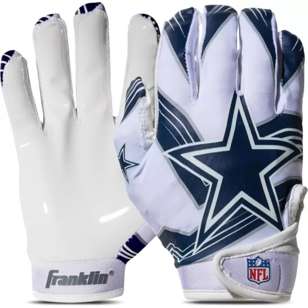 Franklin Sports Youth NFL Football Receiver Gloves  Kids Football Gloves Pair  NFL Team Logos and Silicone Palm  All Youth Sizes  Great Game Gear  Football Costume AccessoryDallas Cowboys
