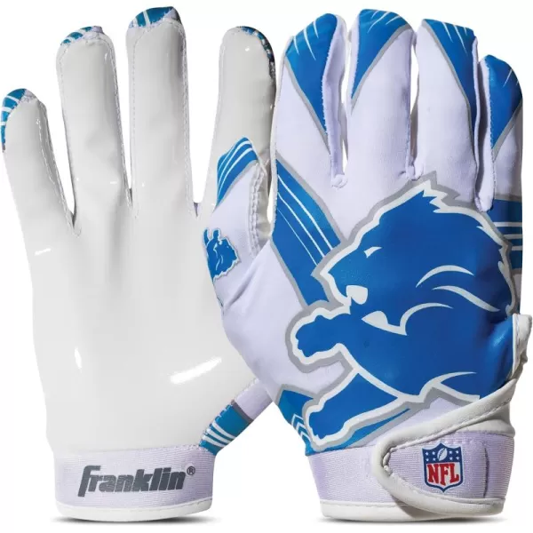 Franklin Sports Youth NFL Football Receiver Gloves  Kids Football Gloves Pair  NFL Team Logos and Silicone Palm  All Youth Sizes  Great Game Gear  Football Costume AccessoryDetroit Lions