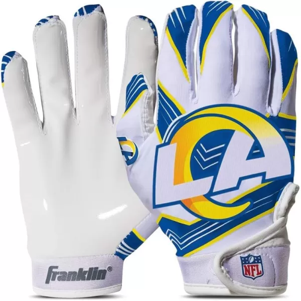 Franklin Sports Youth NFL Football Receiver Gloves  Kids Football Gloves Pair  NFL Team Logos and Silicone Palm  All Youth Sizes  Great Game Gear  Football Costume AccessoryLos Angeles Rams