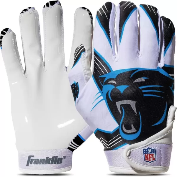 Franklin Sports Youth NFL Football Receiver Gloves  Kids Football Gloves Pair  NFL Team Logos and Silicone Palm  All Youth Sizes  Great Game Gear  Football Costume AccessoryCarolina Panthers