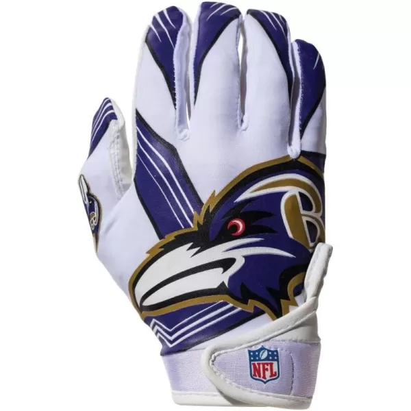 Franklin Sports Youth NFL Football Receiver Gloves  Kids Football Gloves Pair  NFL Team Logos and Silicone Palm  All Youth Sizes  Great Game Gear  Football Costume AccessoryBaltimore Ravens