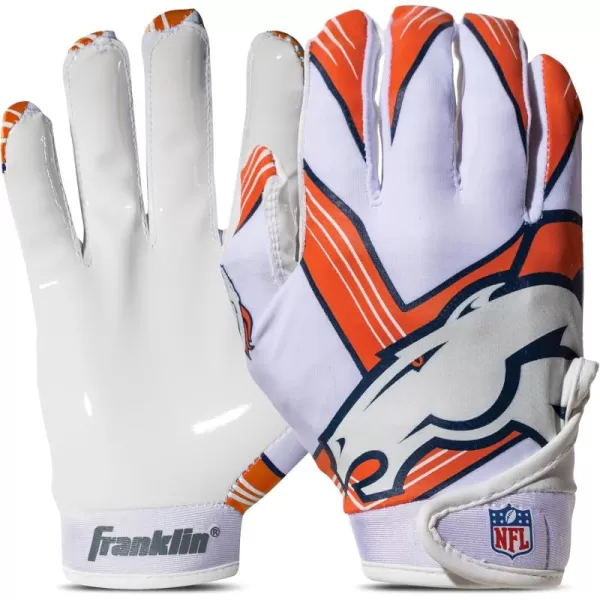 Franklin Sports Youth NFL Football Receiver Gloves  Kids Football Gloves Pair  NFL Team Logos and Silicone Palm  All Youth Sizes  Great Game Gear  Football Costume AccessoryDenver Broncos