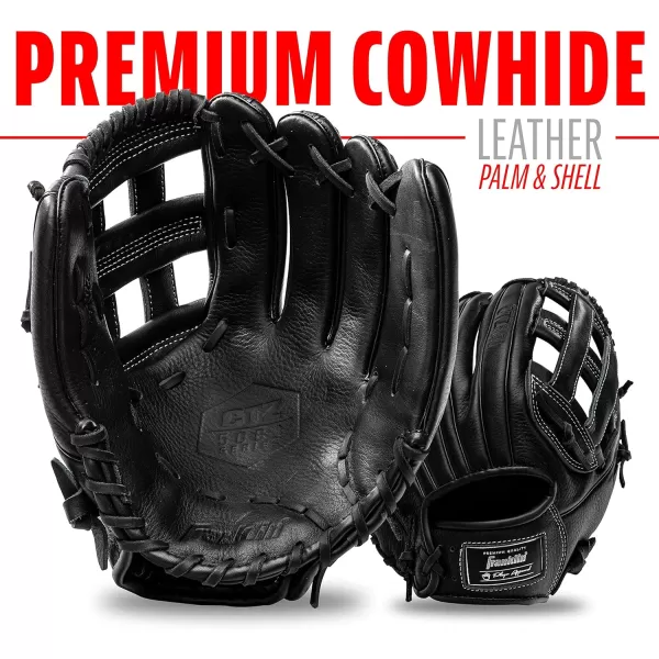 Franklin Sports Baseball Fielding Glove  Mens Adult and Youth Baseball Glove  CTZ5000 Cowhide Infield and Outfield Baseball GlovesBlack Chrome