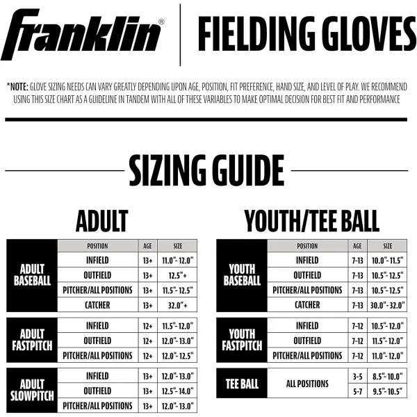 Franklin Sports Baseball Fielding Glove  Mens Adult and Youth Baseball Glove  CTZ5000 Cowhide Infield and Outfield Baseball GlovesBlack Chrome