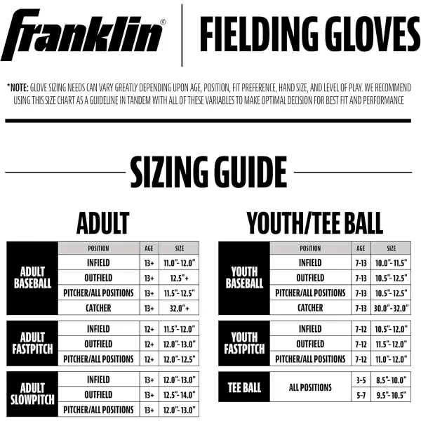 Franklin Sports Baseball Fielding Glove  Mens Adult and Youth Baseball Glove  CTZ5000 Cowhide Infield and Outfield Baseball GlovesBlack Chrome