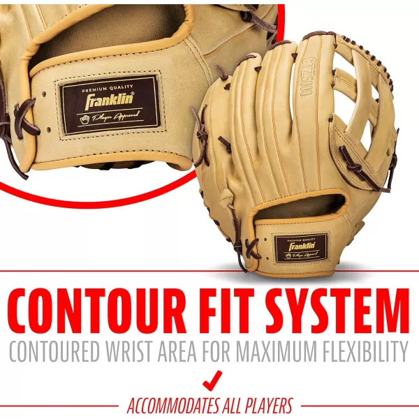 Franklin Sports Baseball Fielding Glove  Mens Adult and Youth Baseball Glove  CTZ5000 Cowhide Infield and Outfield Baseball GlovesCamelBrown