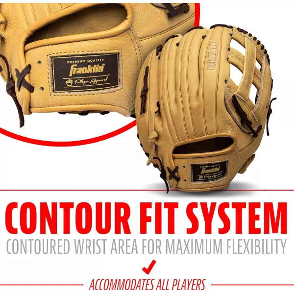 Franklin Sports Baseball Fielding Glove  Mens Adult and Youth Baseball Glove  CTZ5000 Cowhide Infield and Outfield Baseball GlovesCamelBrown