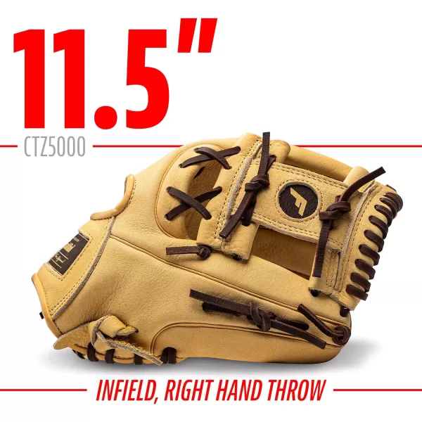 Franklin Sports Baseball Fielding Glove  Mens Adult and Youth Baseball Glove  CTZ5000 Cowhide Infield and Outfield Baseball GlovesCamelBrown