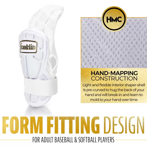 Franklin Sports Baseball Hand  Wrist Guard  PRT LG Series Adult Hand  Wrist Protector for Batting  Protective Hand Wrist Shield  Right  Left Hand Hitters  One Size  AdultWhite