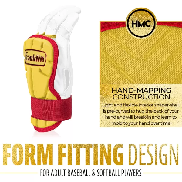 Franklin Sports Baseball Hand  Wrist Guard  PRT LG Series Adult Hand  Wrist Protector for Batting  Protective Hand Wrist Shield  Right  Left Hand Hitters  One Size  AdultYellowRed