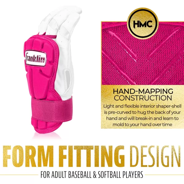 Franklin Sports Baseball Hand  Wrist Guard  PRT LG Series Adult Hand  Wrist Protector for Batting  Protective Hand Wrist Shield  Right  Left Hand Hitters  One Size  AdultOptic Pink