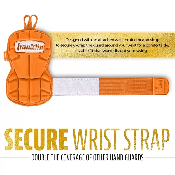Franklin Sports Baseball Hand  Wrist Guard  PRT LG Series Adult Hand  Wrist Protector for Batting  Protective Hand Wrist Shield  Right  Left Hand Hitters  One Size  AdultOrange