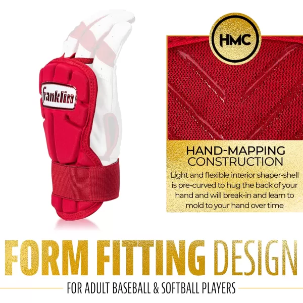 Franklin Sports Baseball Hand  Wrist Guard  PRT LG Series Adult Hand  Wrist Protector for Batting  Protective Hand Wrist Shield  Right  Left Hand Hitters  One Size  AdultRed