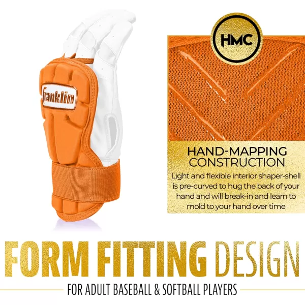 Franklin Sports Baseball Hand  Wrist Guard  PRT LG Series Adult Hand  Wrist Protector for Batting  Protective Hand Wrist Shield  Right  Left Hand Hitters  One Size  AdultOrange