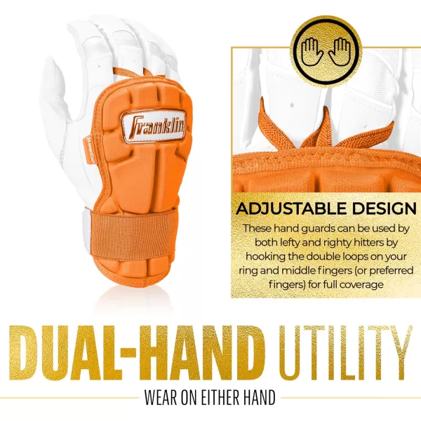 Franklin Sports Baseball Hand  Wrist Guard  PRT LG Series Adult Hand  Wrist Protector for Batting  Protective Hand Wrist Shield  Right  Left Hand Hitters  One Size  AdultOrange