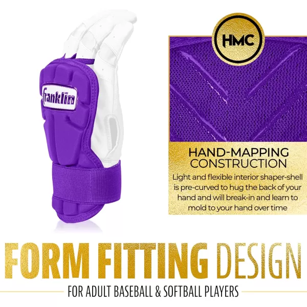 Franklin Sports Baseball Hand  Wrist Guard  PRT LG Series Adult Hand  Wrist Protector for Batting  Protective Hand Wrist Shield  Right  Left Hand Hitters  One Size  AdultPurple