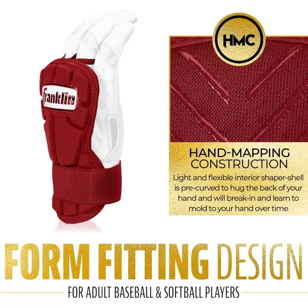Franklin Sports Baseball Hand  Wrist Guard  PRT LG Series Adult Hand  Wrist Protector for Batting  Protective Hand Wrist Shield  Right  Left Hand Hitters  One Size  AdultBurgundy