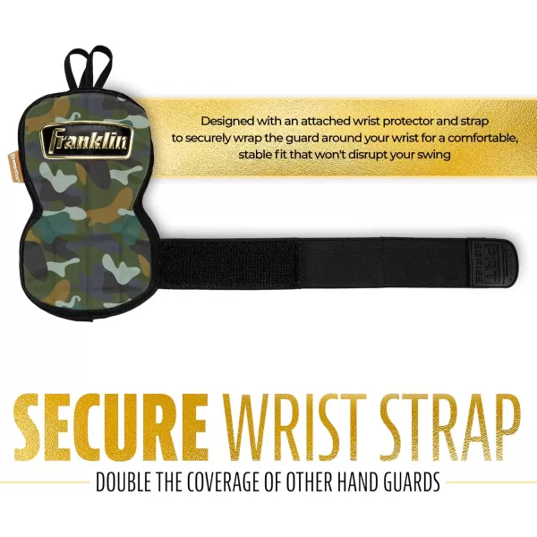 Franklin Sports Baseball Hand  Wrist Guard  PRT LG Series Adult Hand  Wrist Protector for Batting  Protective Hand Wrist Shield  Right  Left Hand Hitters  One Size  AdultCamoGold