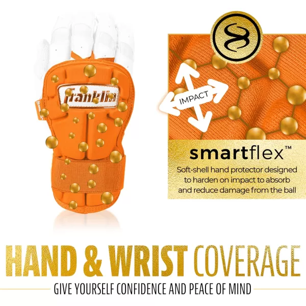 Franklin Sports Baseball Hand  Wrist Guard  PRT LG Series Adult Hand  Wrist Protector for Batting  Protective Hand Wrist Shield  Right  Left Hand Hitters  One Size  AdultOrange