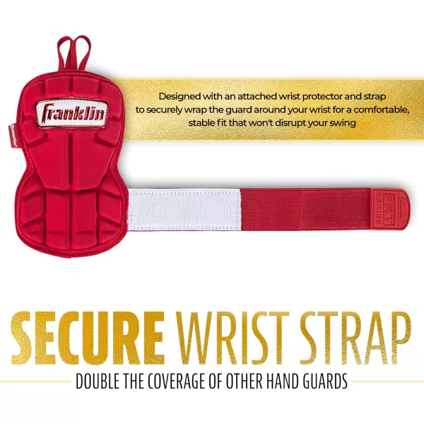 Franklin Sports Baseball Hand  Wrist Guard  PRT LG Series Adult Hand  Wrist Protector for Batting  Protective Hand Wrist Shield  Right  Left Hand Hitters  One Size  AdultRed