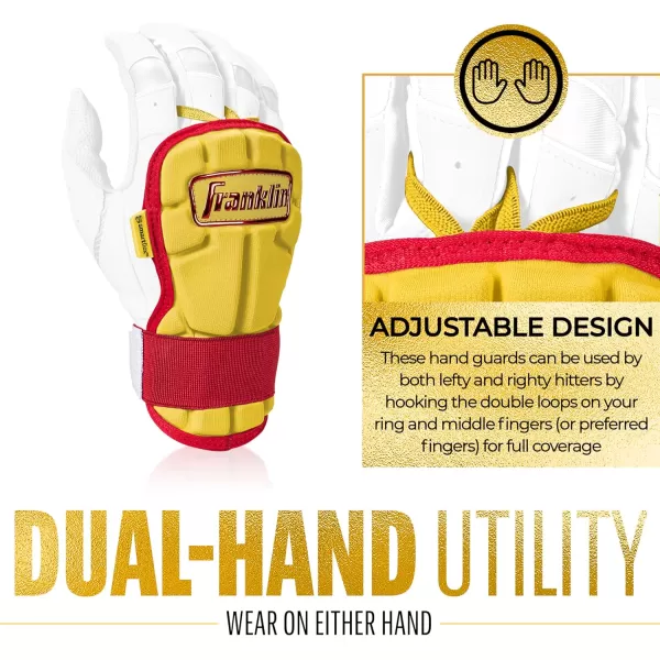 Franklin Sports Baseball Hand  Wrist Guard  PRT LG Series Adult Hand  Wrist Protector for Batting  Protective Hand Wrist Shield  Right  Left Hand Hitters  One Size  AdultYellowRed