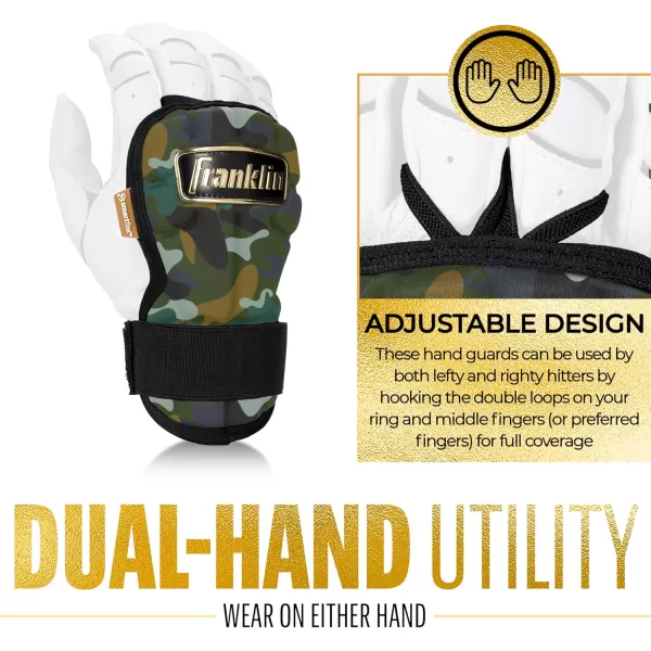 Franklin Sports Baseball Hand  Wrist Guard  PRT LG Series Adult Hand  Wrist Protector for Batting  Protective Hand Wrist Shield  Right  Left Hand Hitters  One Size  AdultCamoGold