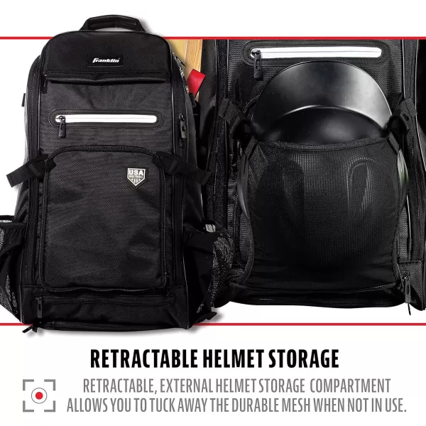 Franklin Sports Baseball  Softball Backpacks  MLB  USA Softball Equipment Bags for Baseball  Fastpitch Softball  Youth  Adult Batpacks for Bats Gloves Helmets Cleats  More  Multiple ColorsBlackWhite