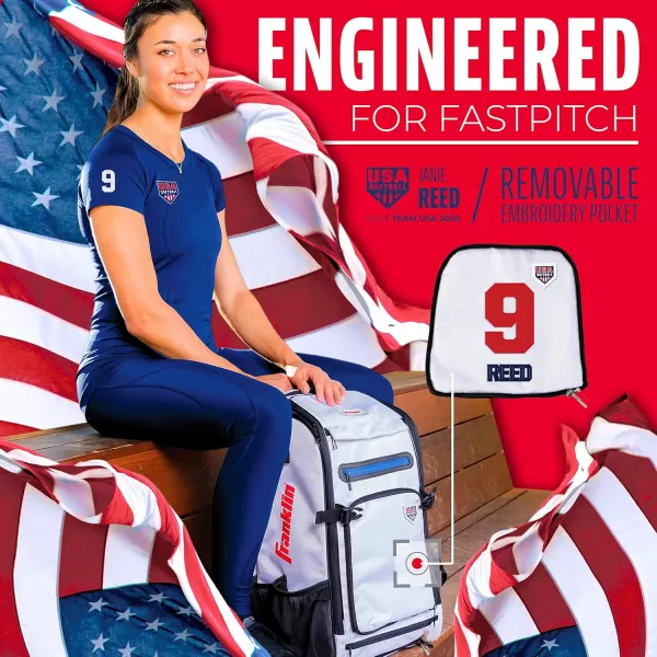Franklin Sports Baseball  Softball Backpacks  MLB  USA Softball Equipment Bags for Baseball  Fastpitch Softball  Youth  Adult Batpacks for Bats Gloves Helmets Cleats  More  Multiple ColorsWhiteNavyRed