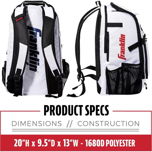 Franklin Sports Baseball  Softball Backpacks  MLB  USA Softball Equipment Bags for Baseball  Fastpitch Softball  Youth  Adult Batpacks for Bats Gloves Helmets Cleats  More  Multiple ColorsWhiteNavyRed