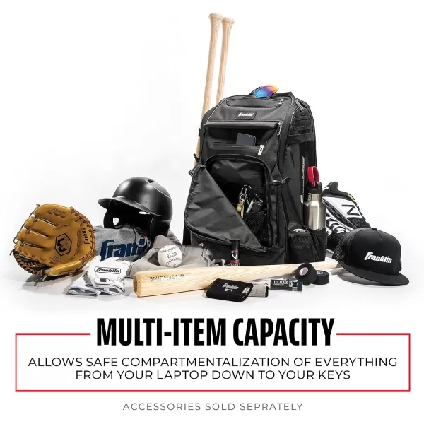 Franklin Sports Baseball  Softball Backpacks  MLB  USA Softball Equipment Bags for Baseball  Fastpitch Softball  Youth  Adult Batpacks for Bats Gloves Helmets Cleats  More  Multiple ColorsBlack Chrome