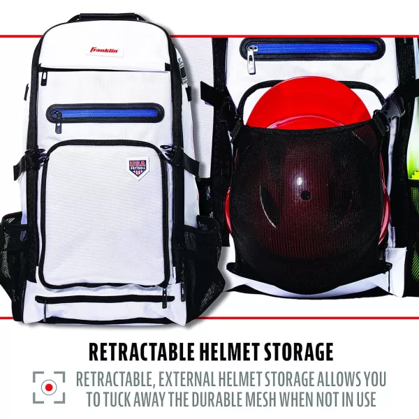 Franklin Sports Baseball  Softball Backpacks  MLB  USA Softball Equipment Bags for Baseball  Fastpitch Softball  Youth  Adult Batpacks for Bats Gloves Helmets Cleats  More  Multiple ColorsWhiteNavyRed