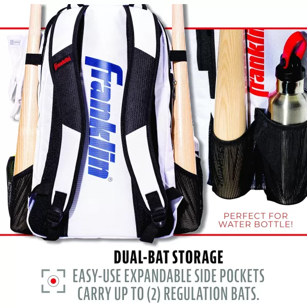 Franklin Sports Baseball  Softball Backpacks  MLB  USA Softball Equipment Bags for Baseball  Fastpitch Softball  Youth  Adult Batpacks for Bats Gloves Helmets Cleats  More  Multiple ColorsWhiteNavyRed