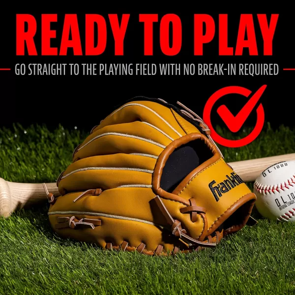 Franklin Sports Baseball  Softball Gloves  Field Master Adult  Youth Baseball  Softball Gloves  Right Hand  Left Hand Gloves  Infield  Outfield Mitts  Multiple Sizes  ColorsTan