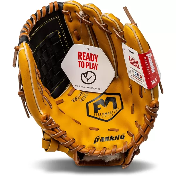 Franklin Sports Baseball  Softball Gloves  Field Master Adult  Youth Baseball  Softball Gloves  Right Hand  Left Hand Gloves  Infield  Outfield Mitts  Multiple Sizes  ColorsTan
